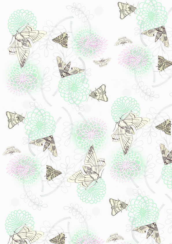 Wallpaper design - Moth Mainichi pattern